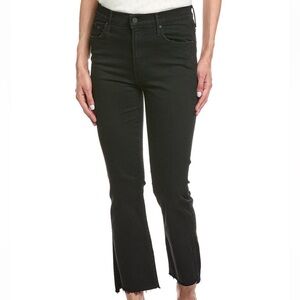 MOTHER insider crop step fray black denim
